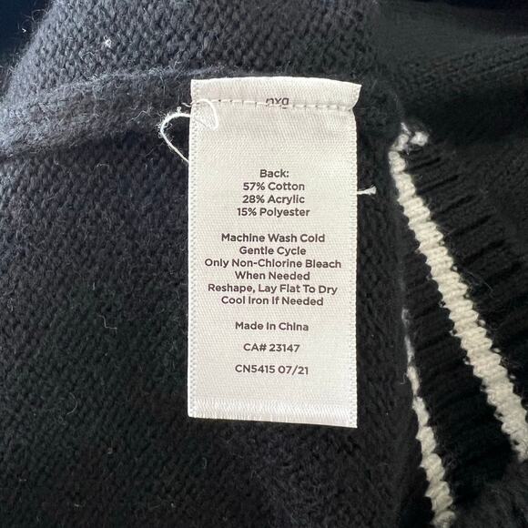 Talbots Black Crewneck knit  Sweater  Spirited Fair Isle lightweight size L - Picture 4 of 9